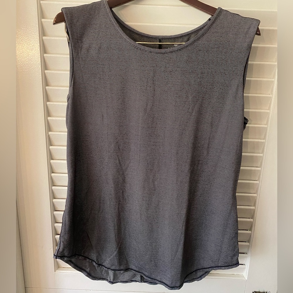 Athleta blue and white striped tank top workout or go out